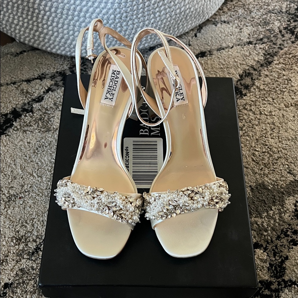 Badgley Mischka Ivory Embellished Heels